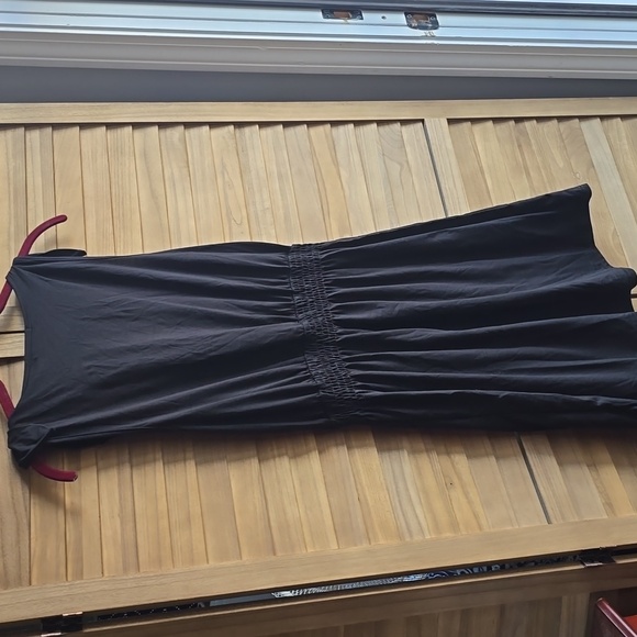 Black cotton dress with bows on shoulders - Picture 3 of 4